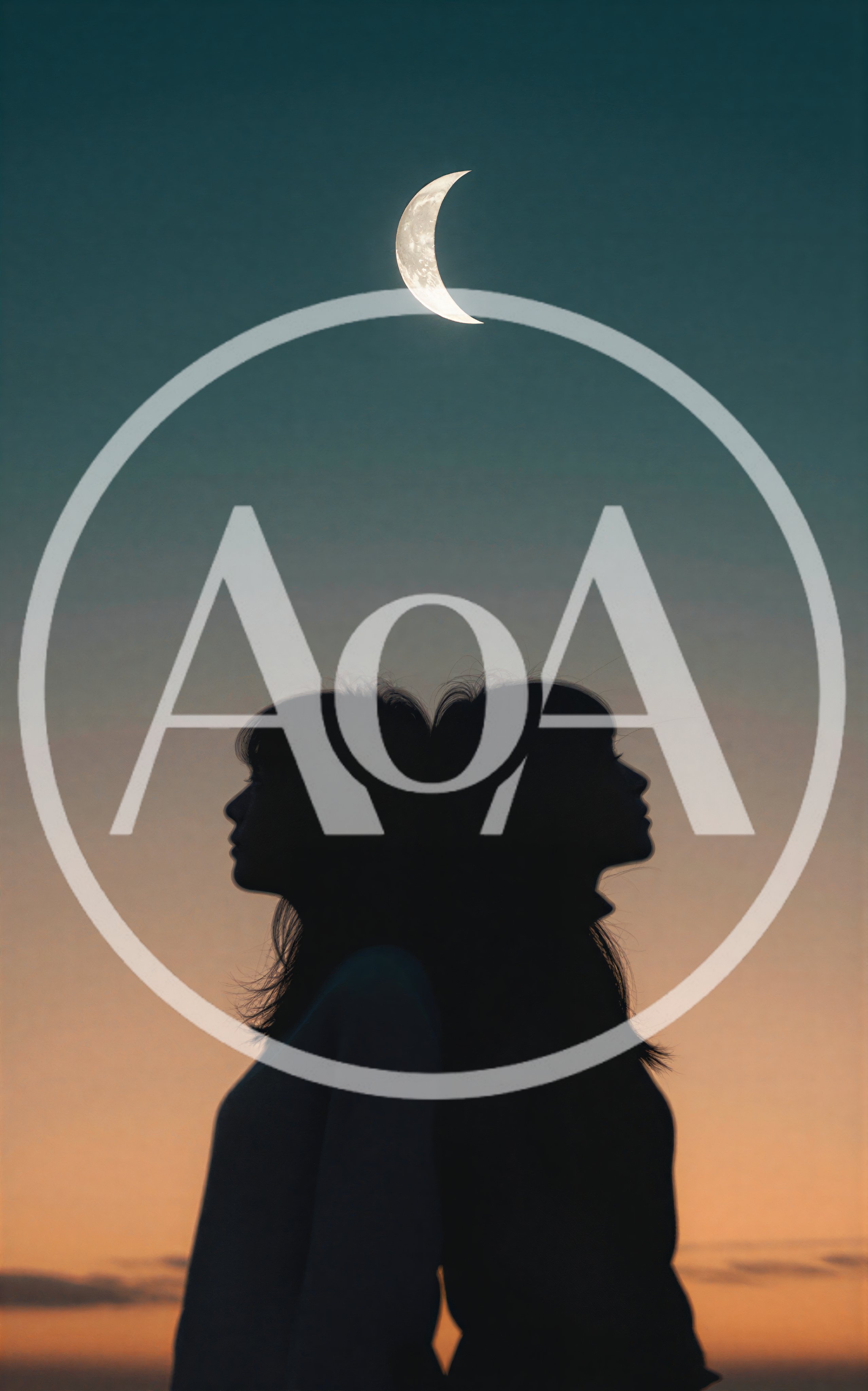 Silhouettes Of Two Women Standing Back To Back