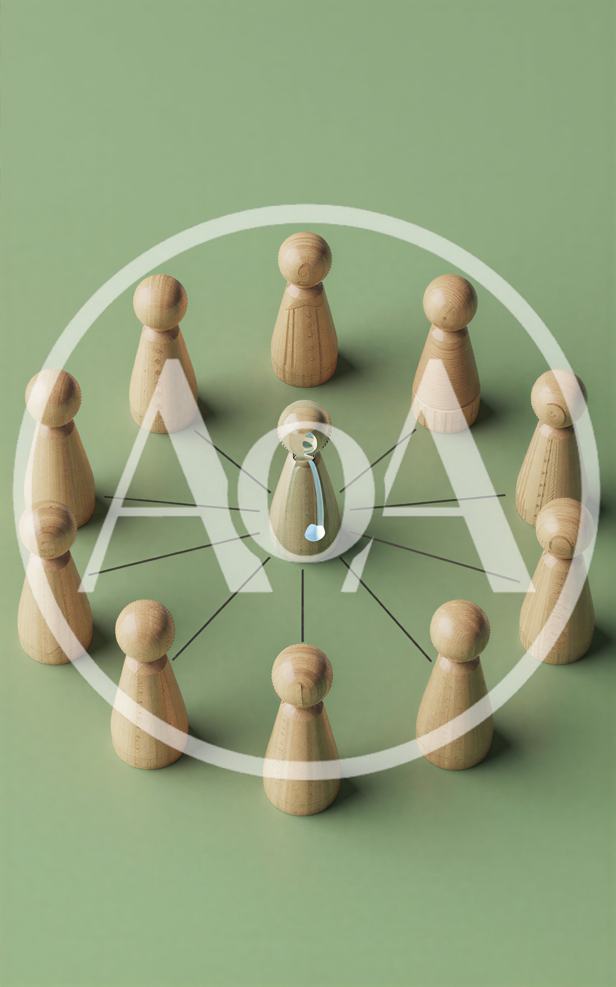 Wooden Figurines Arranged In A Circle Around A Crying Figure