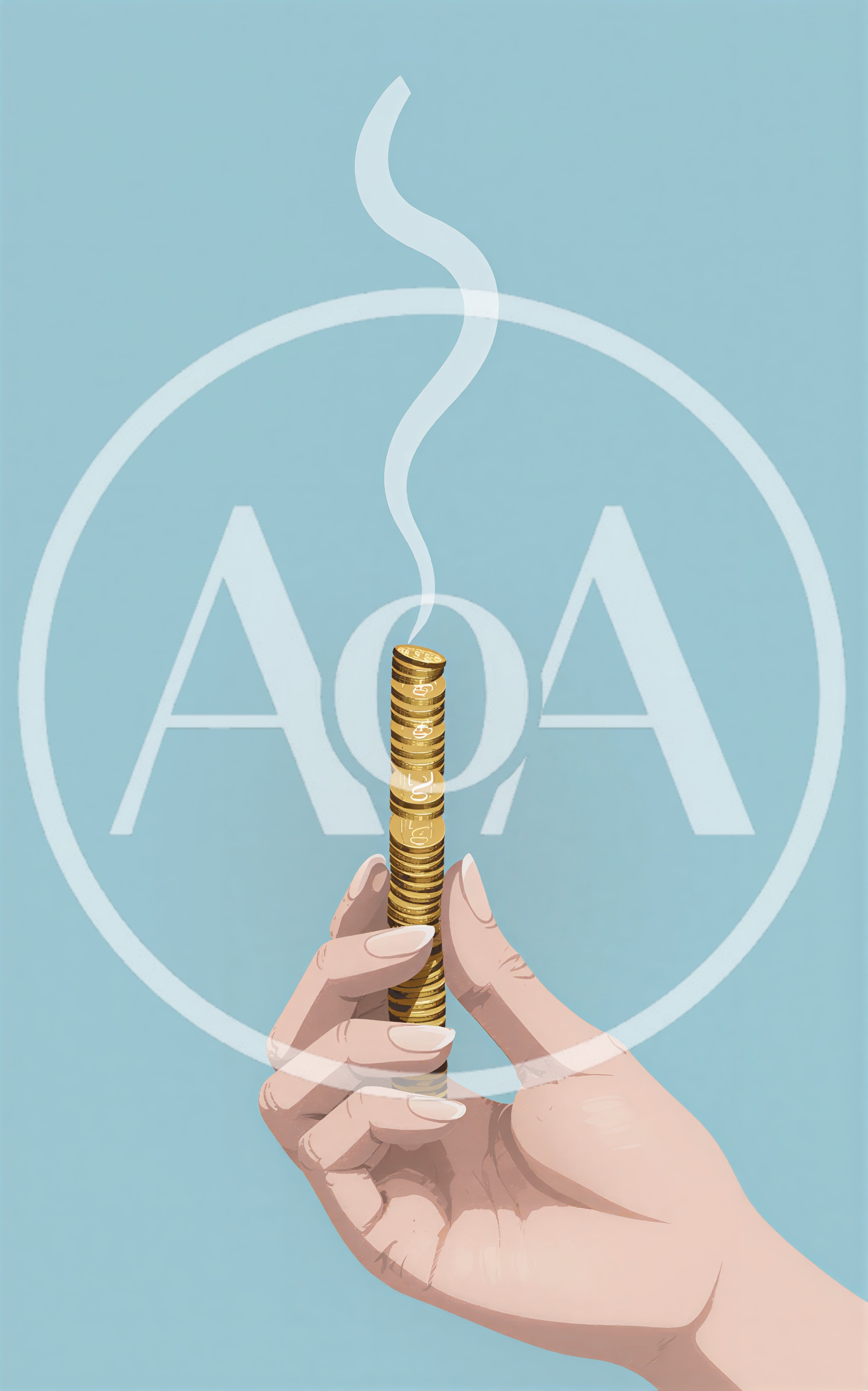 Hand Holding A Stack Of Burning Coins