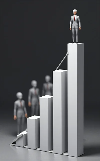 Business Figures Standing On A Rising Bar Chart