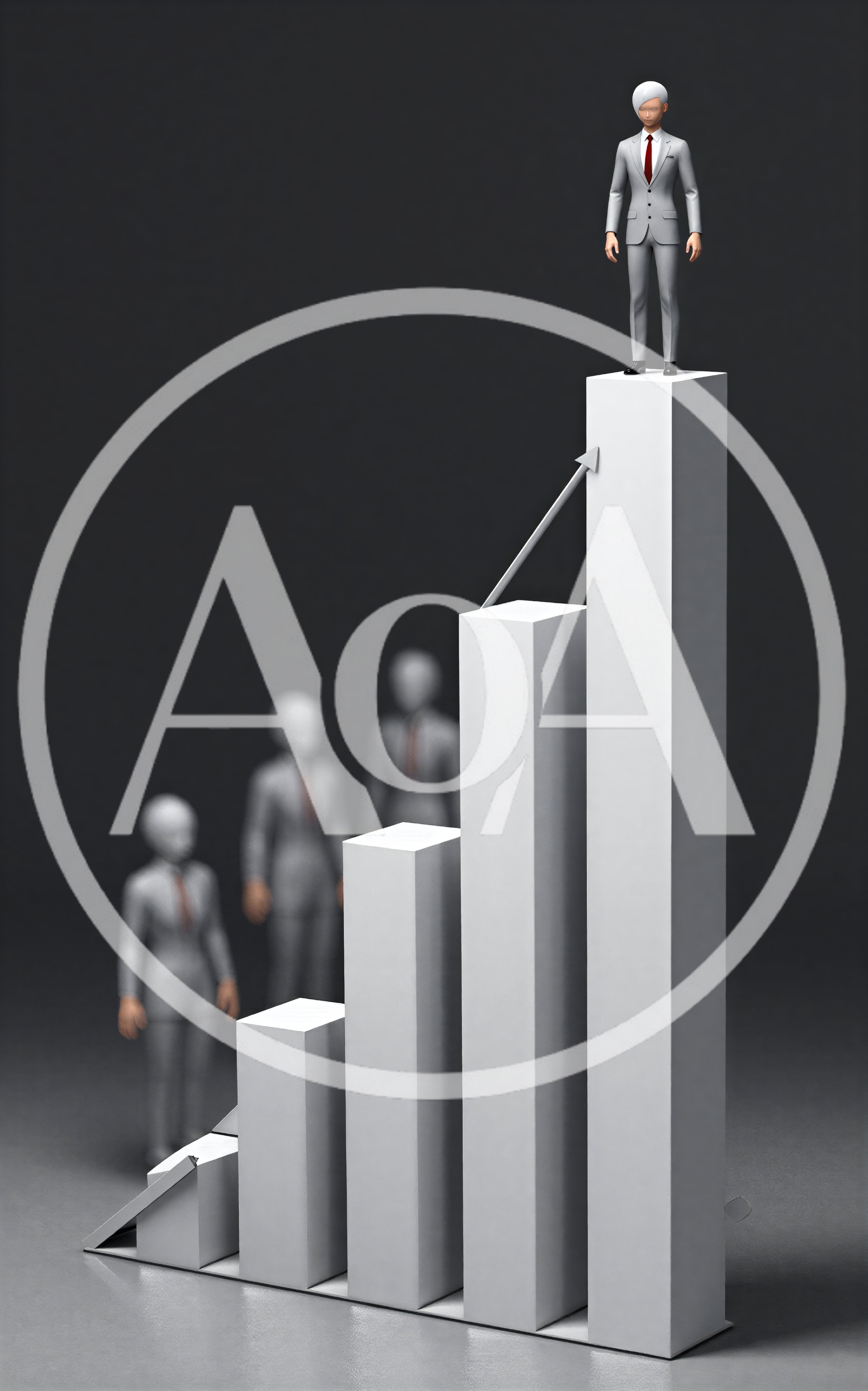 Business Figures Standing On A Rising Bar Chart