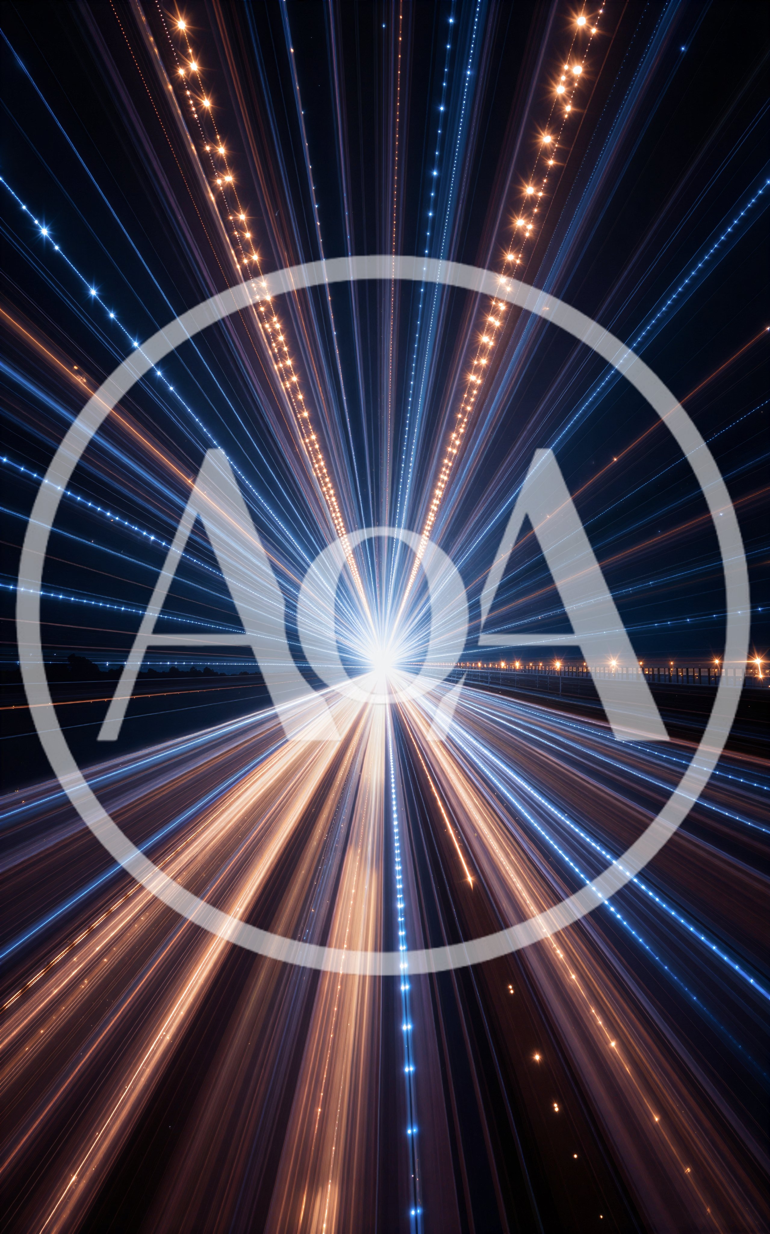Abstract Light Trails Converging At A Central Point