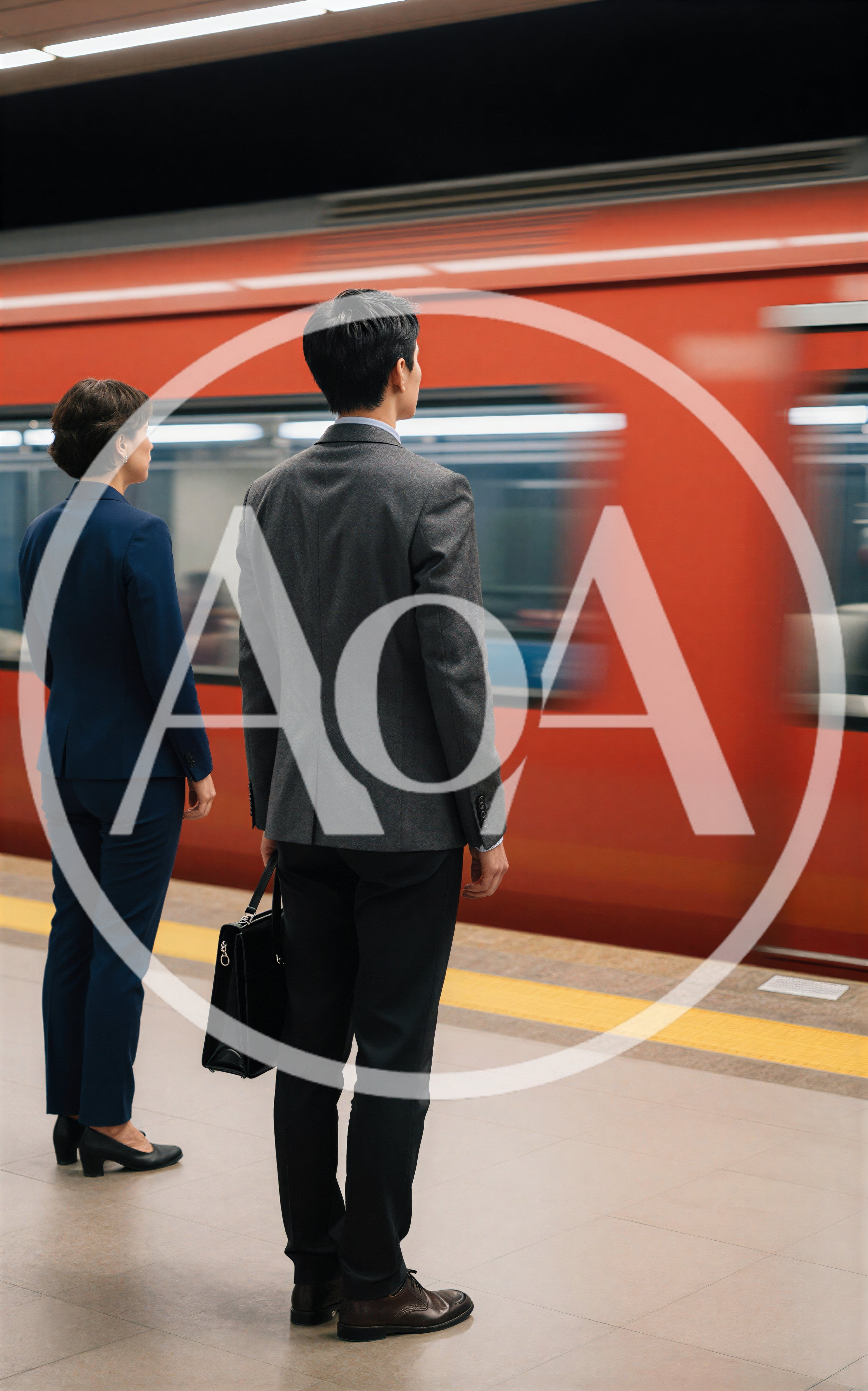 Business Professionals Waiting for Subway Train