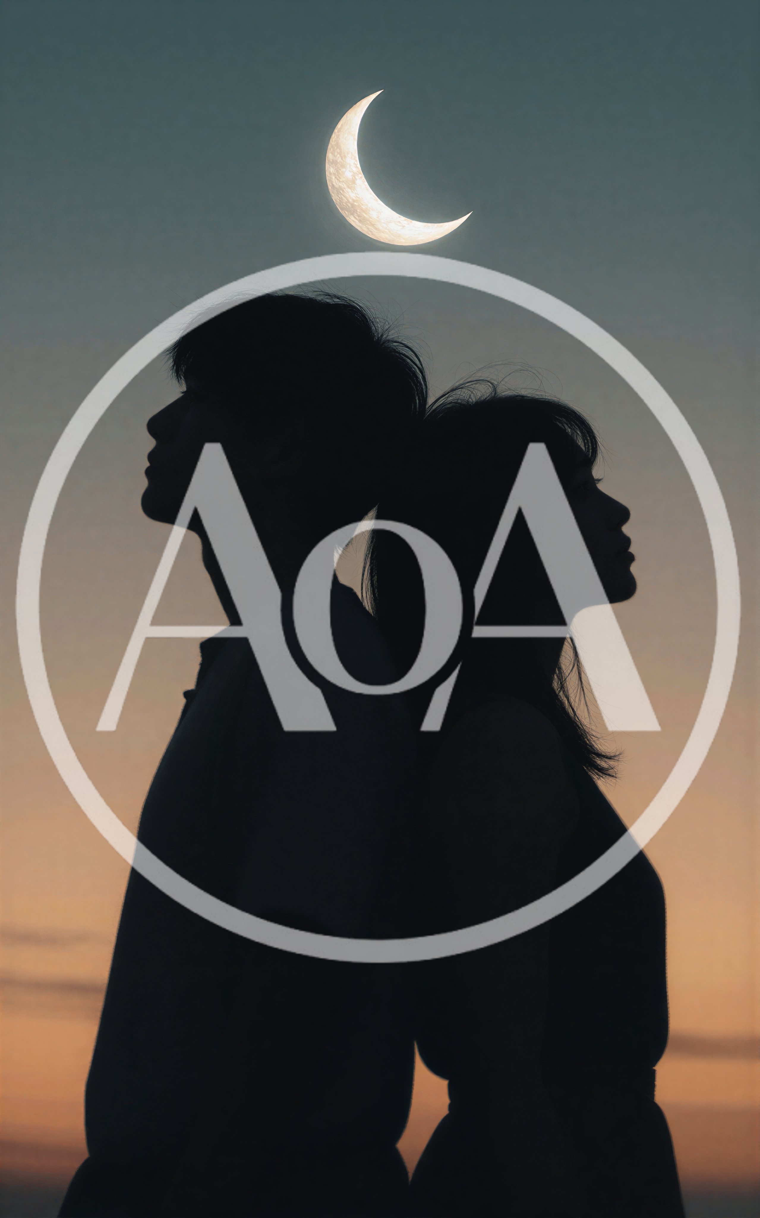 Silhouette Of A Young Couple Standing Back To Back