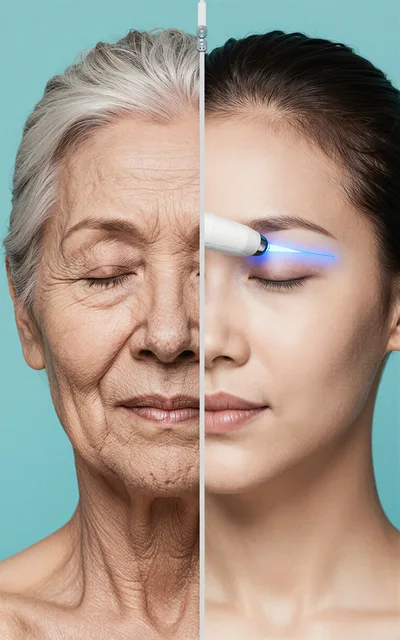 Split Face Comparison Showing Aging And Rejuvenation Treatment