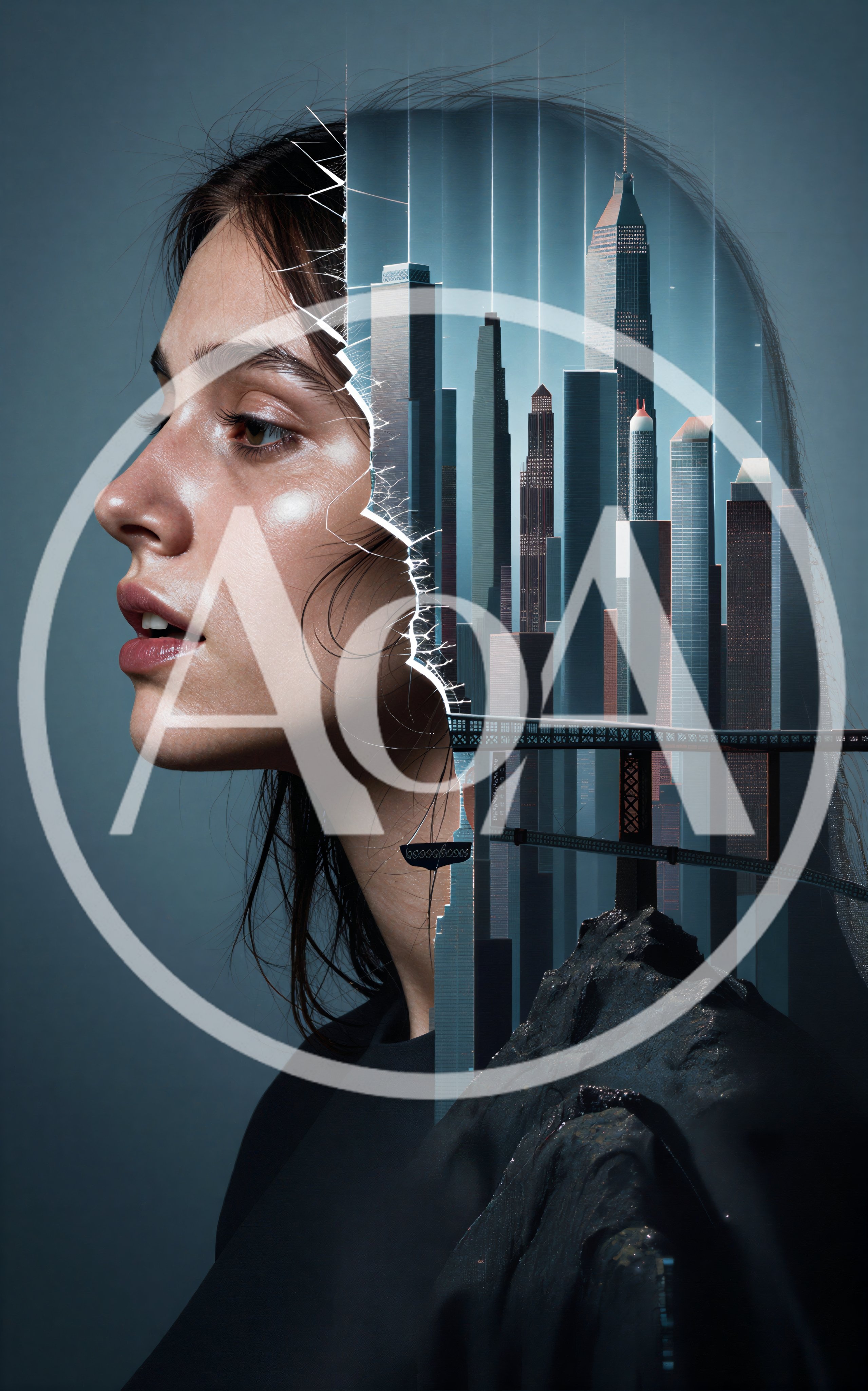 Surreal Double Exposure Portrait Of A Woman And Cityscape