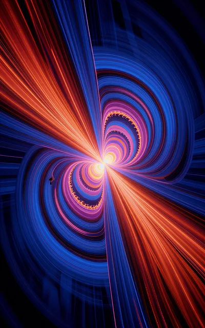 Abstract Digital Fractal Art With Glowing Light Streaks