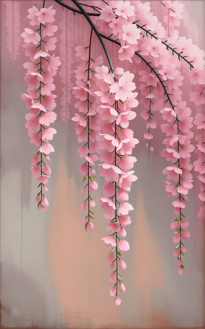 Pink Wisteria Flowers Hanging From Branches