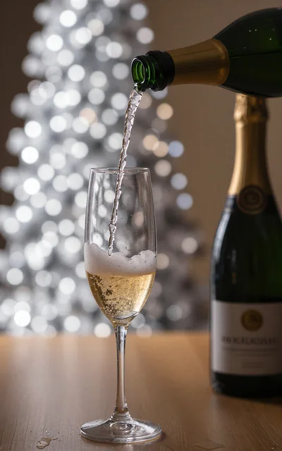 Champagne Being Poured Into A Flute Glass