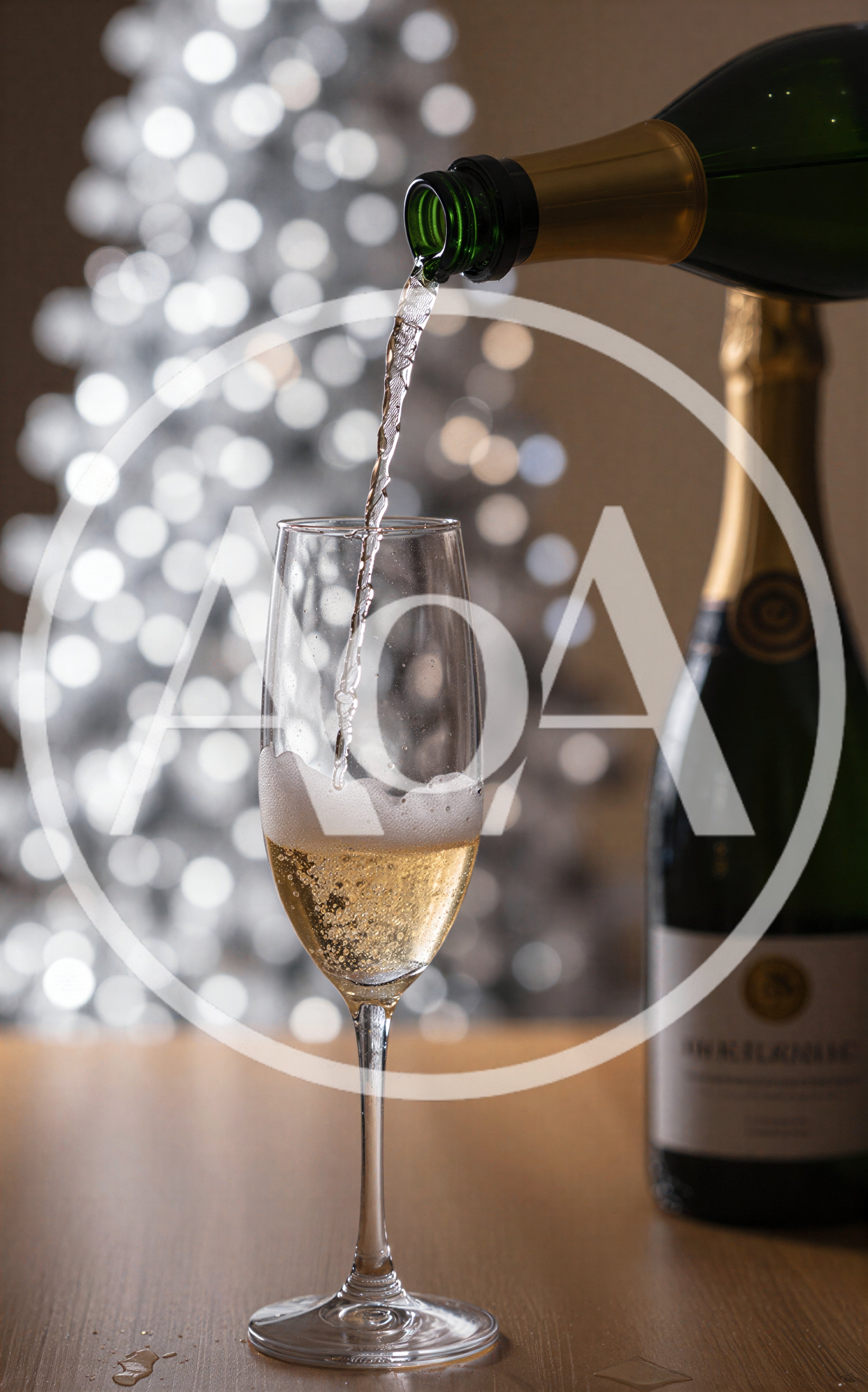 Champagne Being Poured Into A Flute Glass