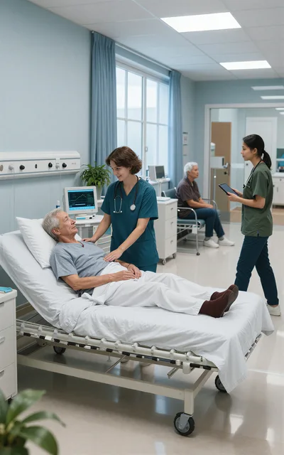 Medical Professionals Attending to Patient in Hospital Room