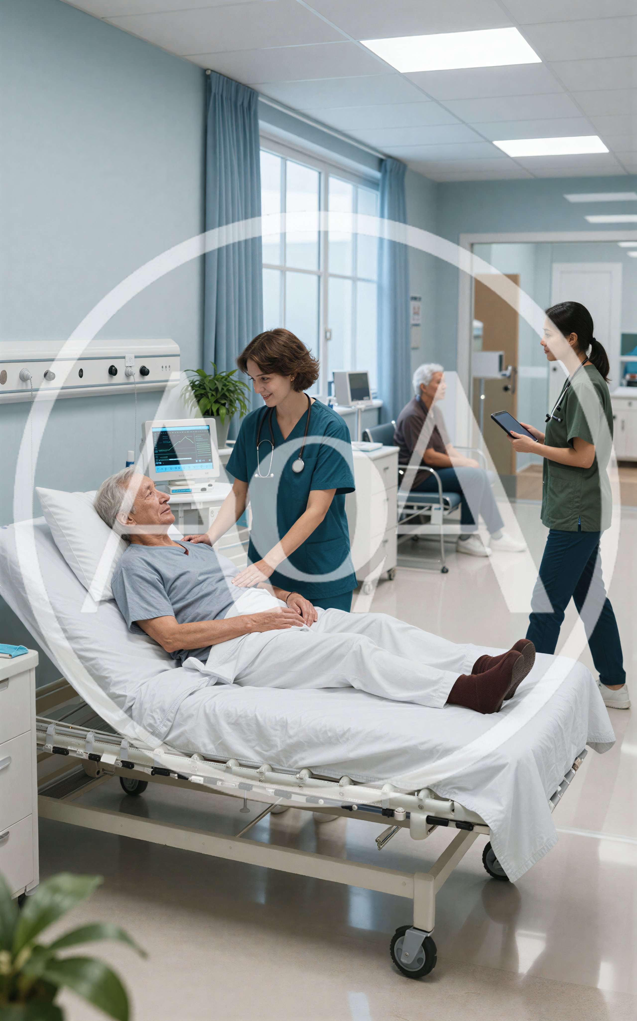 Medical Professionals Attending to Patient in Hospital Room