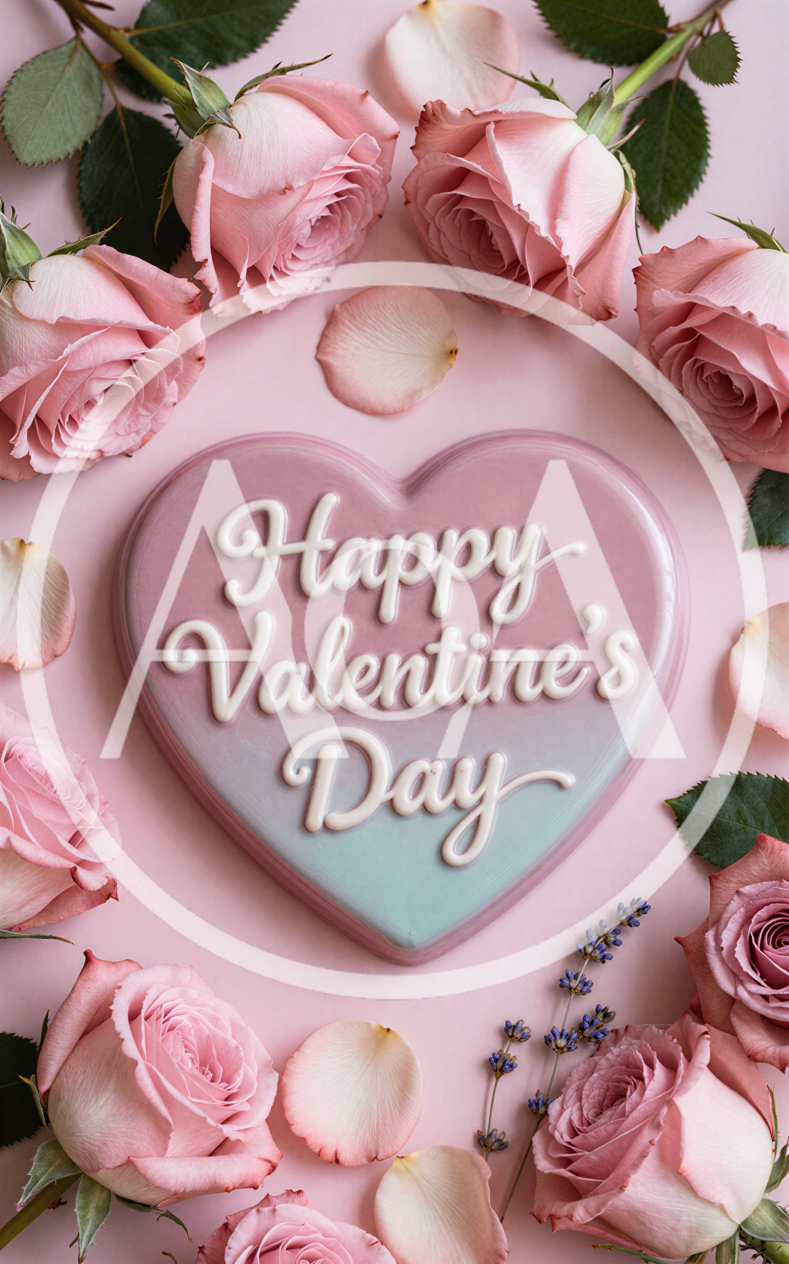 Heart Shaped Valentine Cookie With Pink Roses