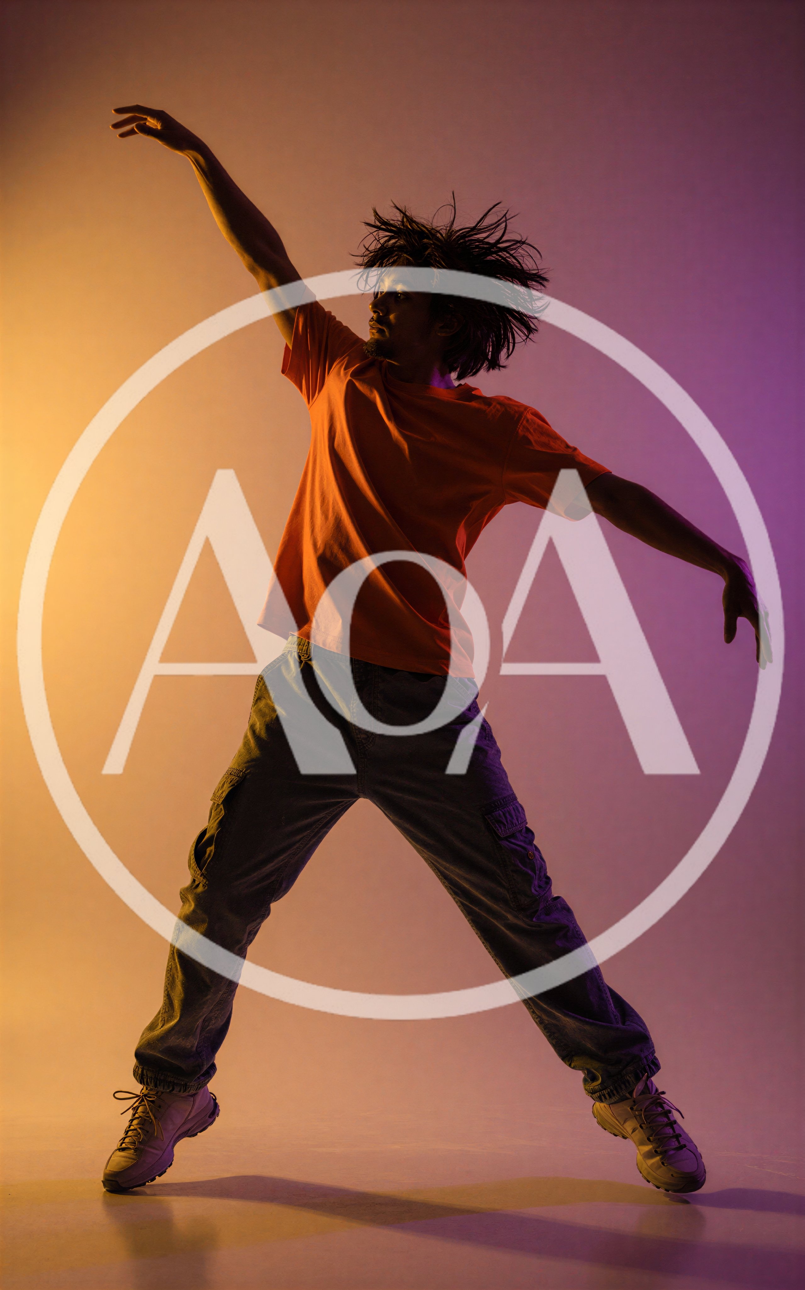 Young Man Performing Dynamic Contemporary Dance Jump
