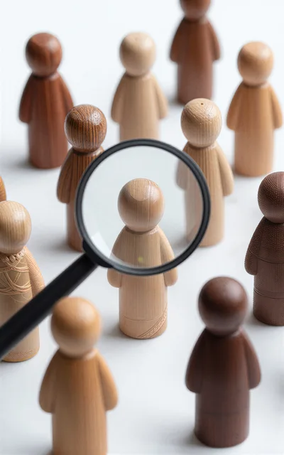 Magnifying Glass Focusing On A Wooden Figurine