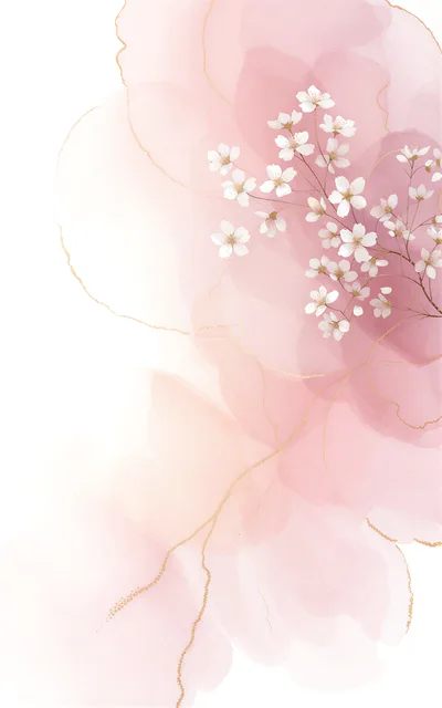 Elegant Watercolor Floral Background With Cherry Blossoms