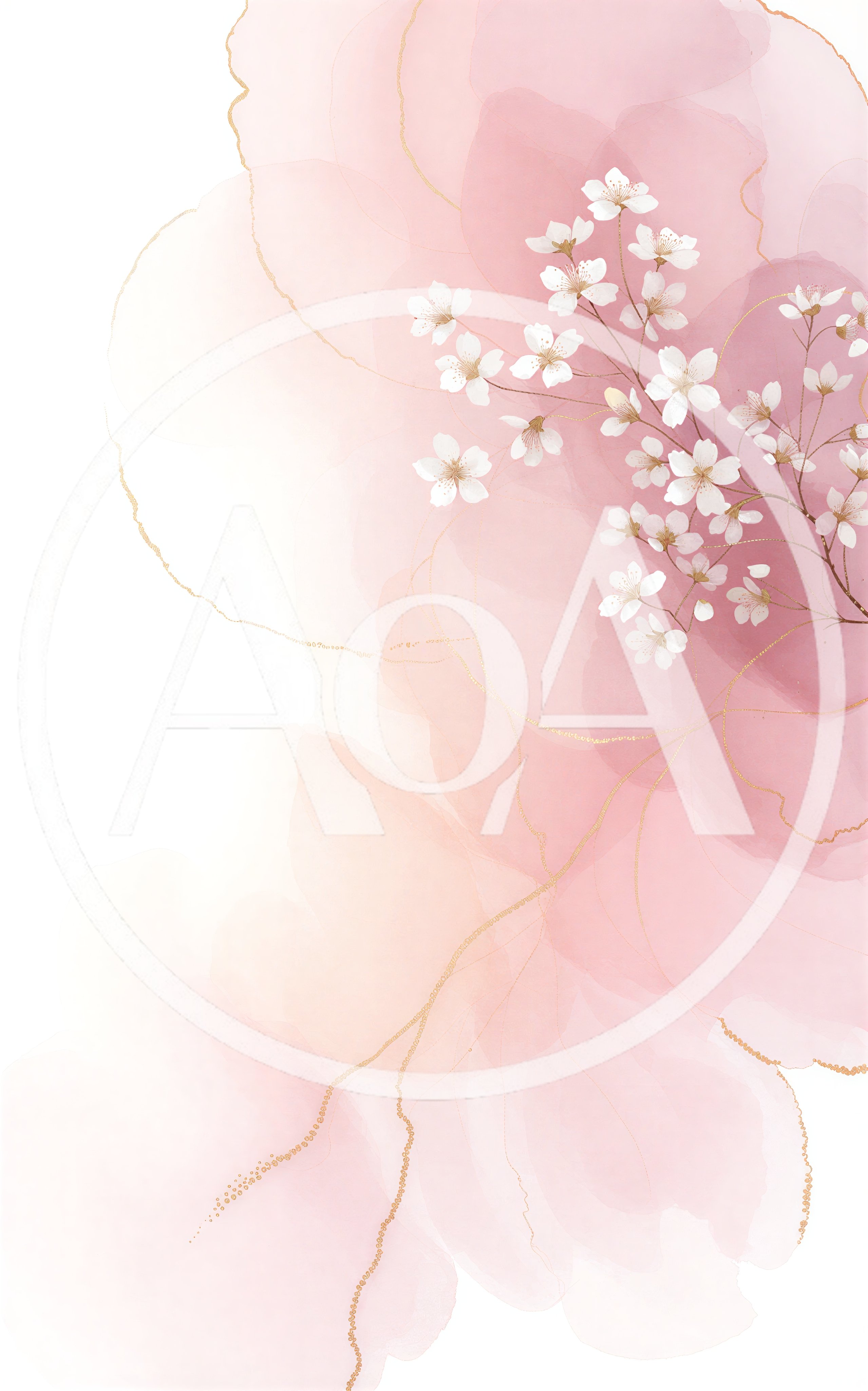 Elegant Watercolor Floral Background With Cherry Blossoms