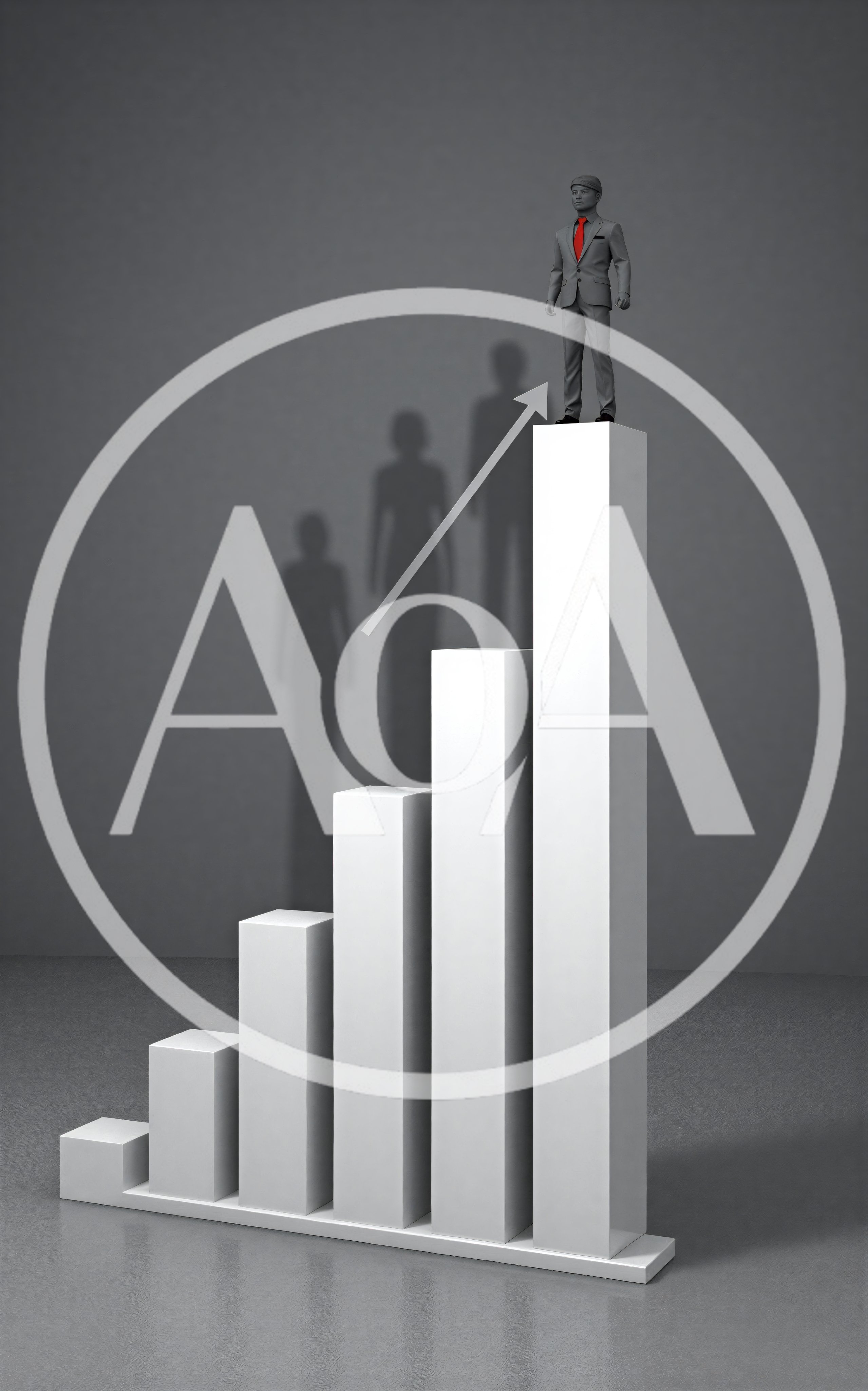 Business Success Concept With Businessman Standing On Bar Chart