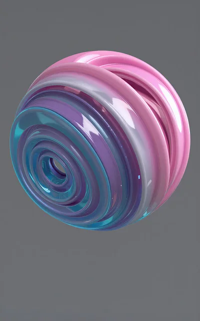 Abstract 3D Rendered Glossy Concentric Rings Sphere