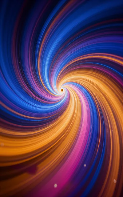 Abstract Cosmic Spiral Vortex With Glowing Light Trails