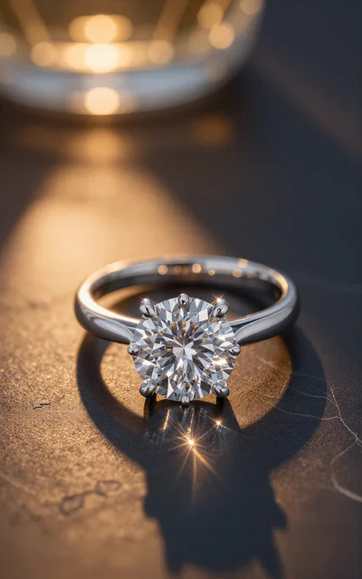 Diamond Engagement Ring On Dark Textured Surface