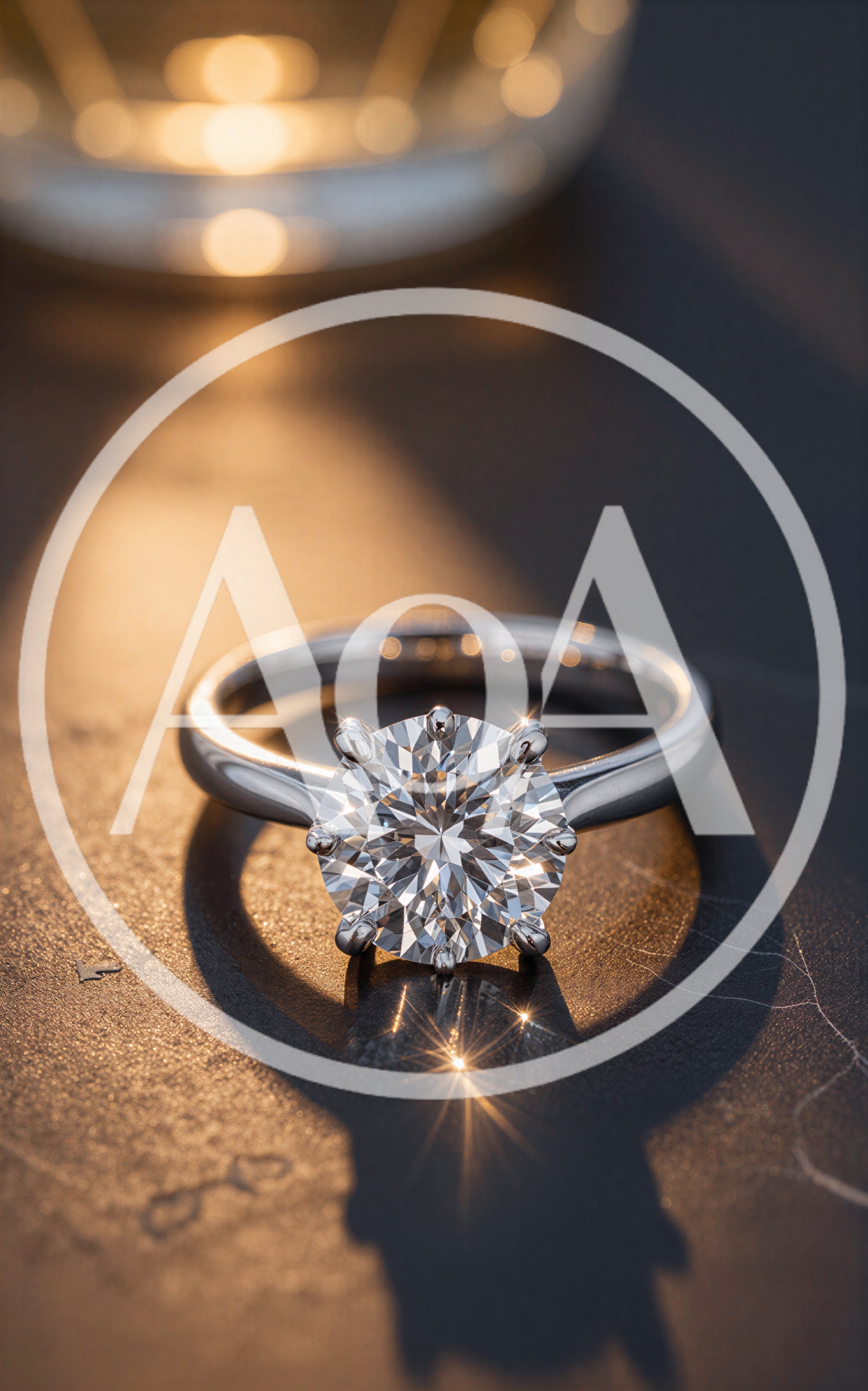 Diamond Engagement Ring On Dark Textured Surface