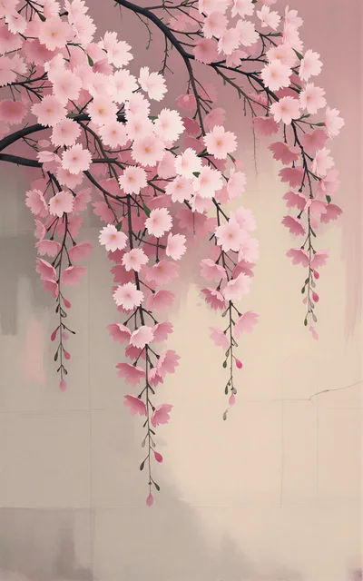 Pink Cherry Blossom Branches Against A Soft Background