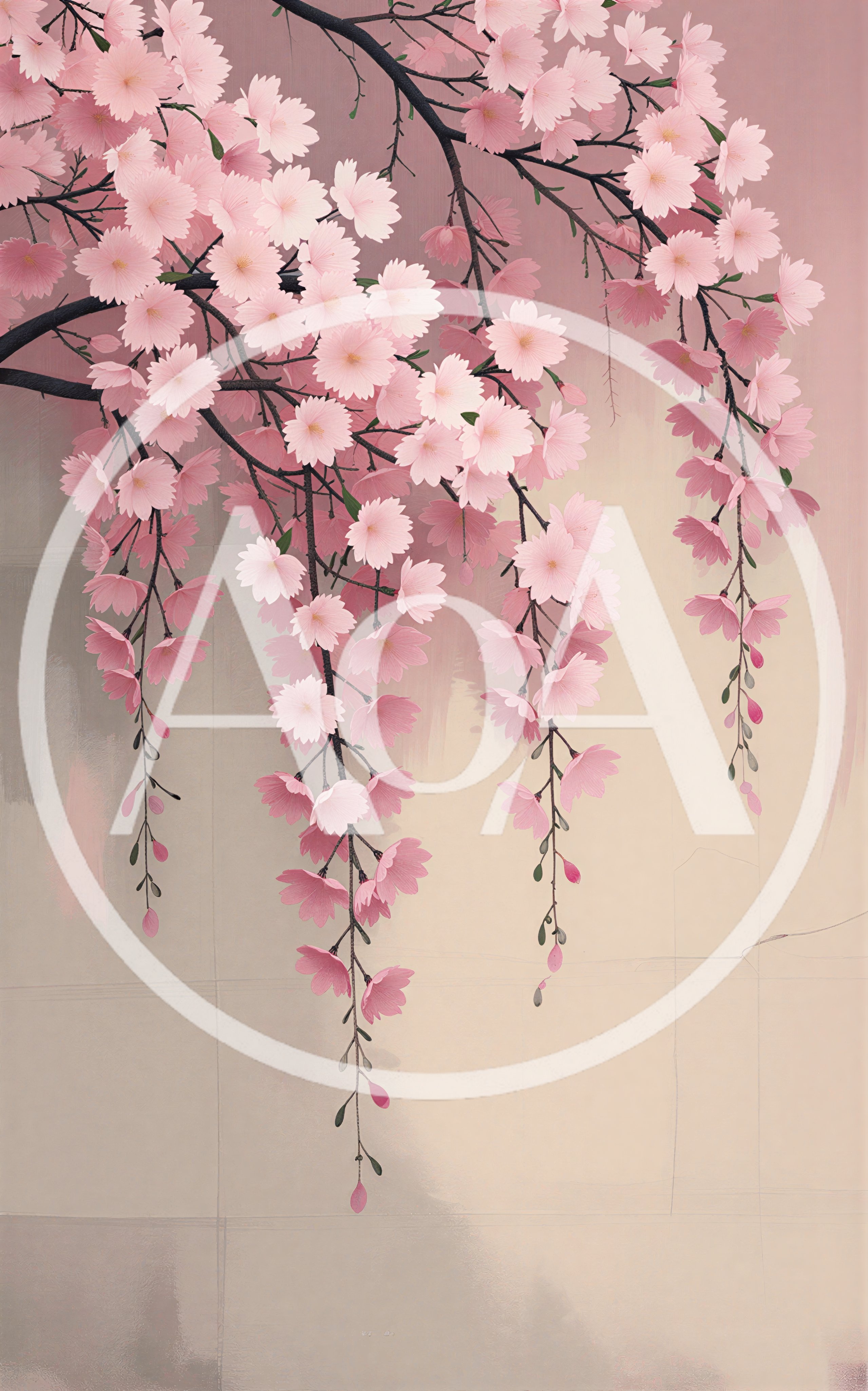 Pink Cherry Blossom Branches Against A Soft Background