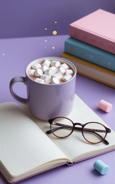 Cozy Hot Chocolate Mug With Notebook And Glasses