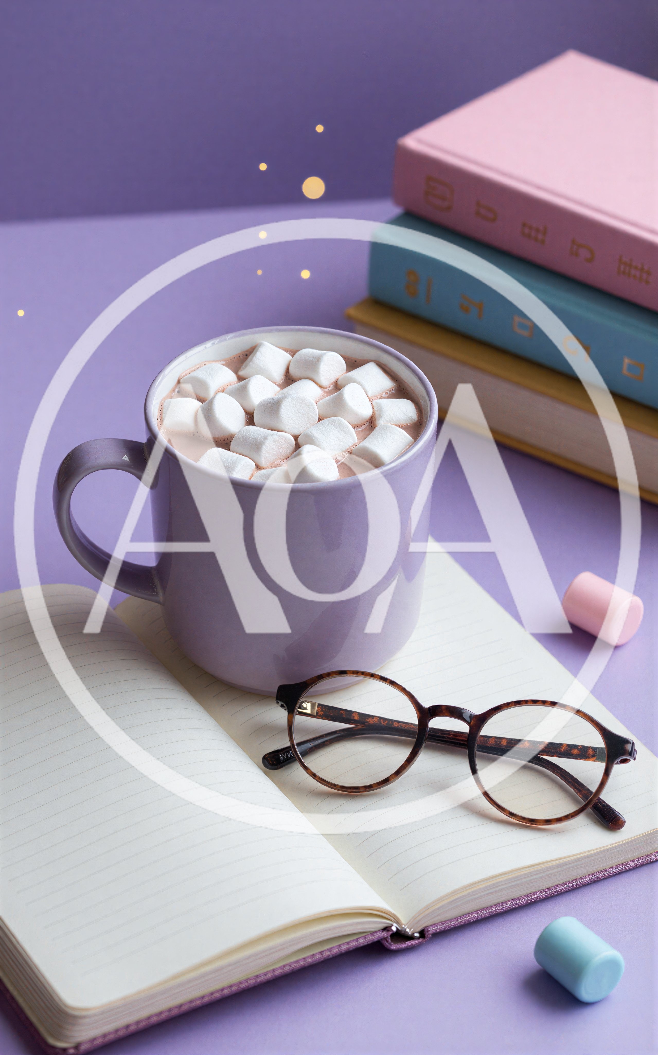 Cozy Hot Chocolate Mug With Notebook And Glasses