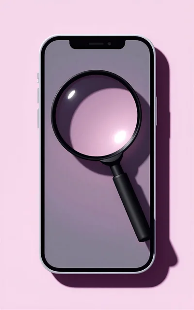 Magnifying Glass Over A Modern Smartphone Screen