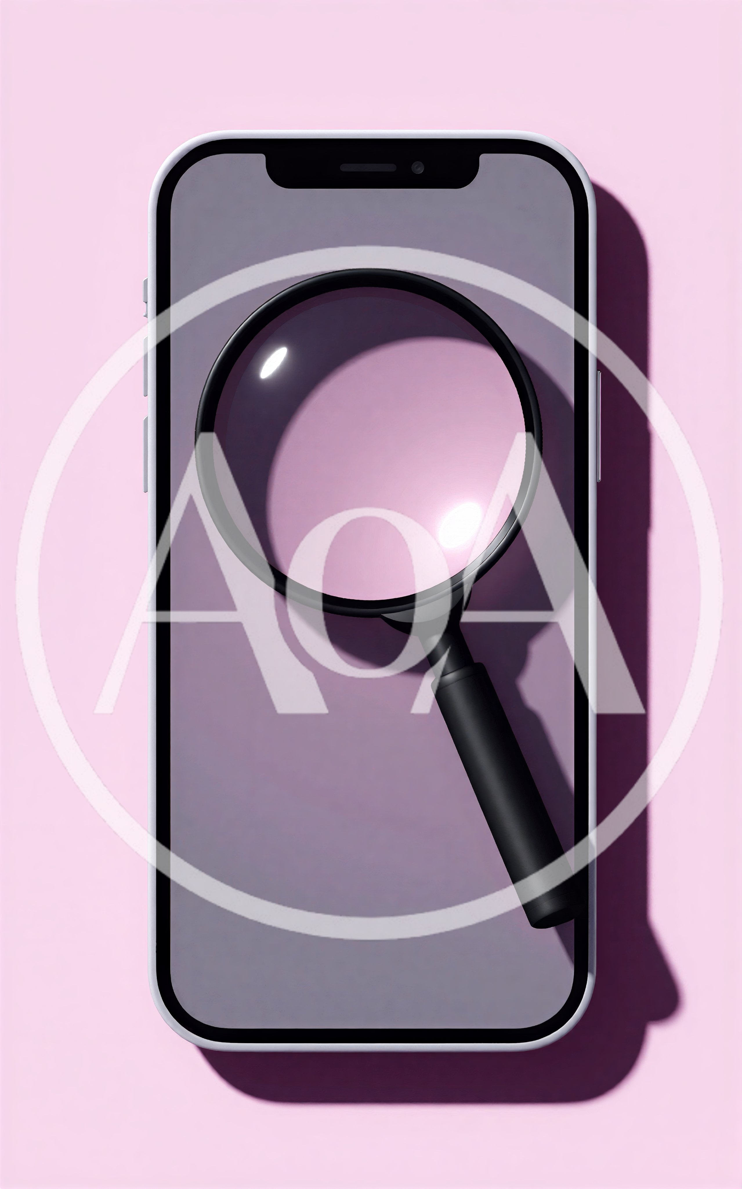 Magnifying Glass Over A Modern Smartphone Screen
