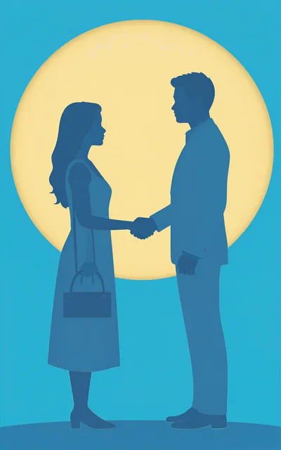 Silhouette Of A Man And Woman Shaking Hands