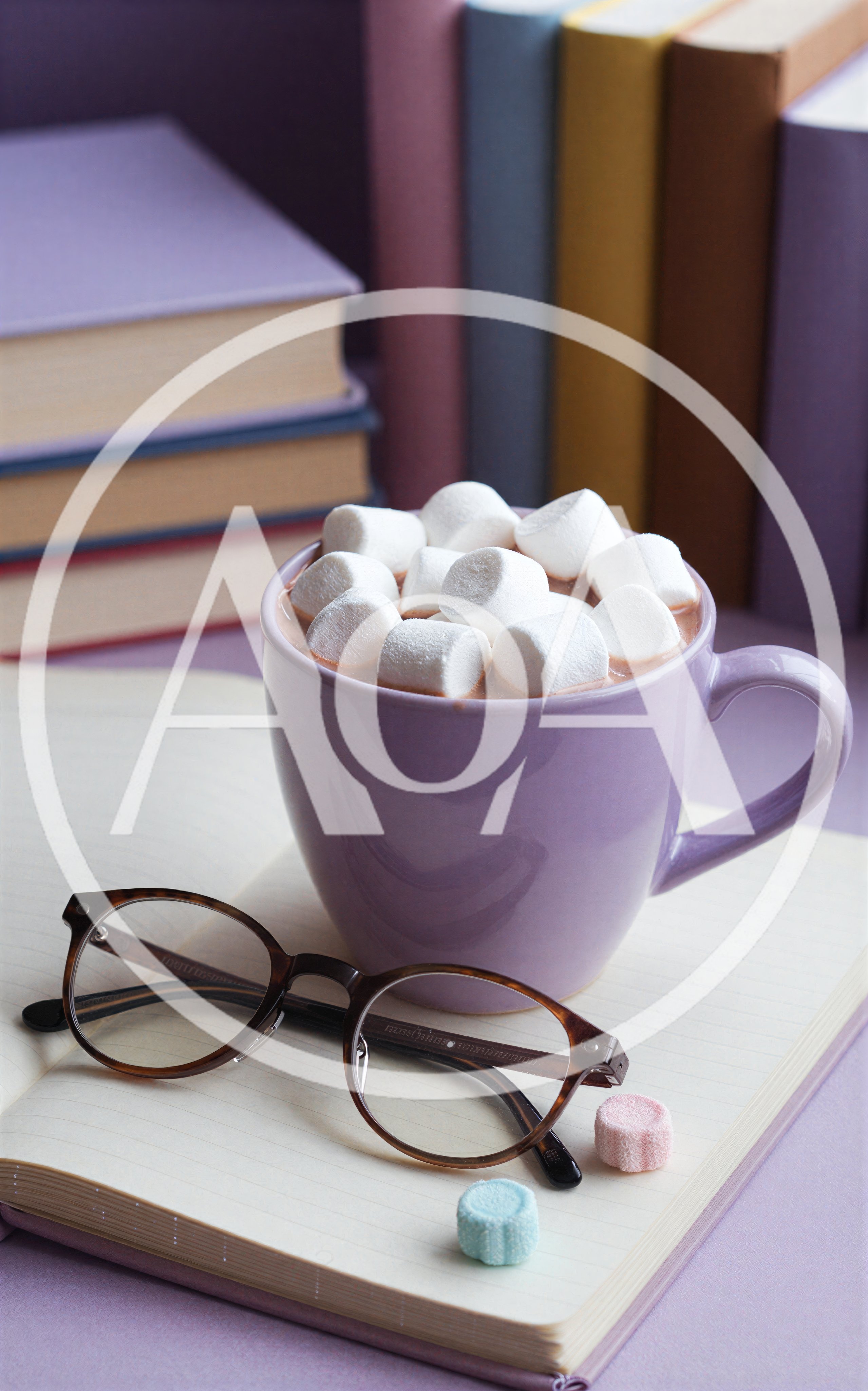 Cozy Reading Setup With Hot Cocoa And Marshmallows