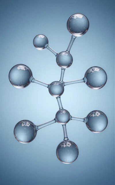 3D Rendered Molecular Structure Model On Blue Background