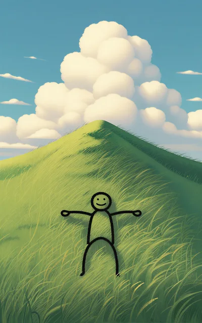 Stick Figure Lying On A Grassy Hillside