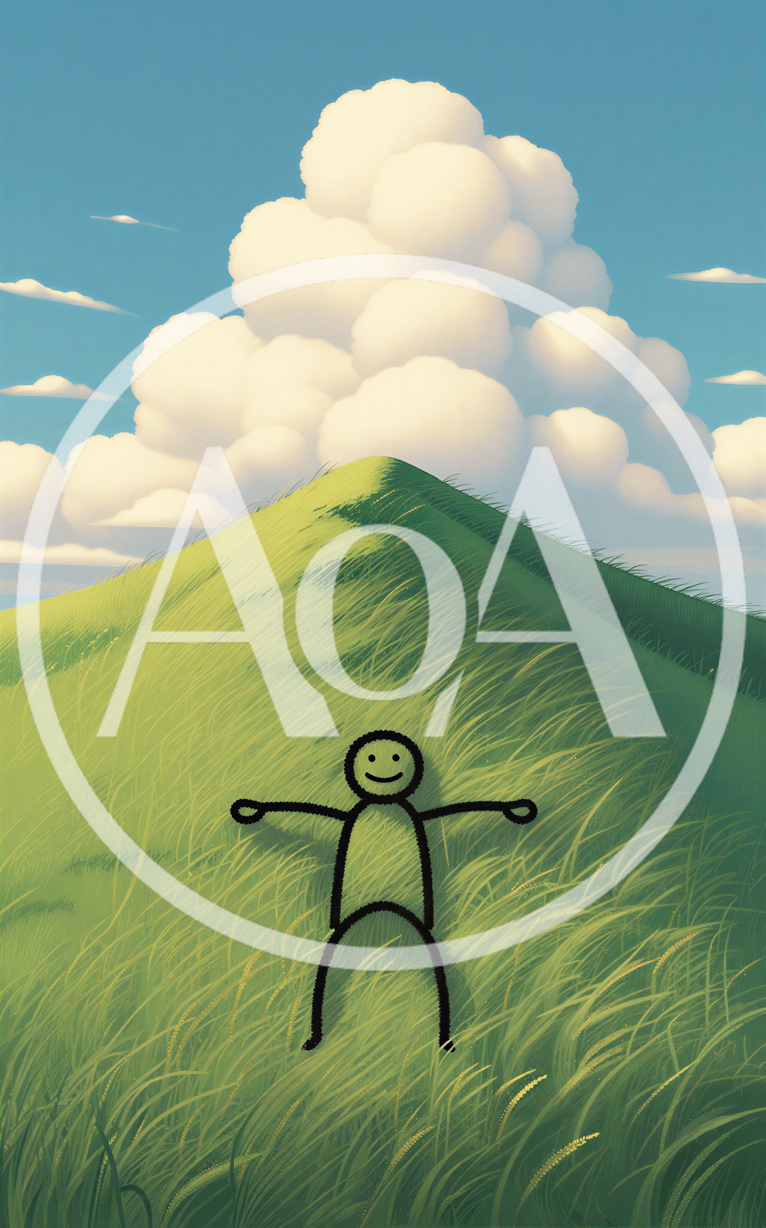 Stick Figure Lying On A Grassy Hillside
