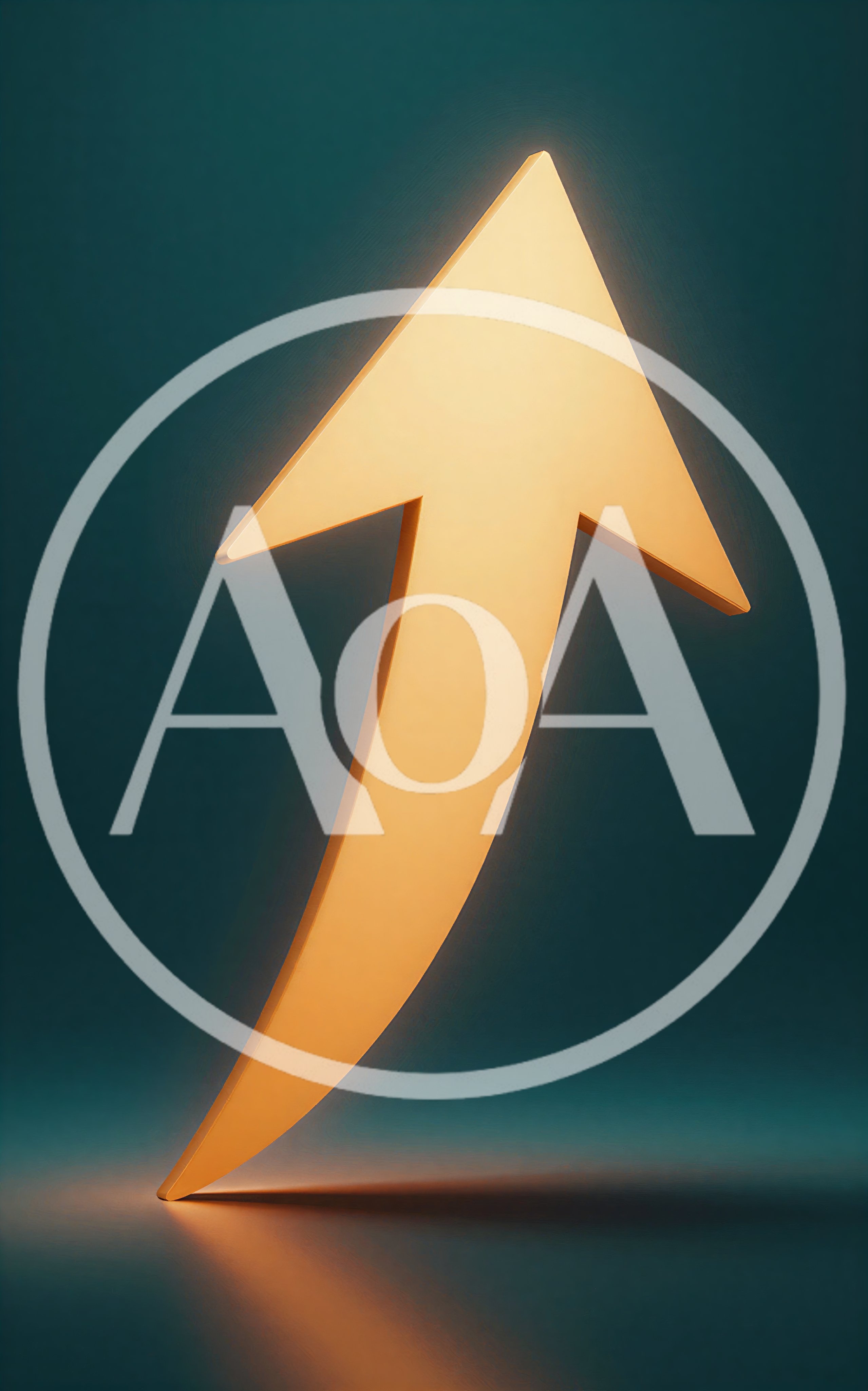 Golden 3D Arrow Pointing Upward On Dark Background