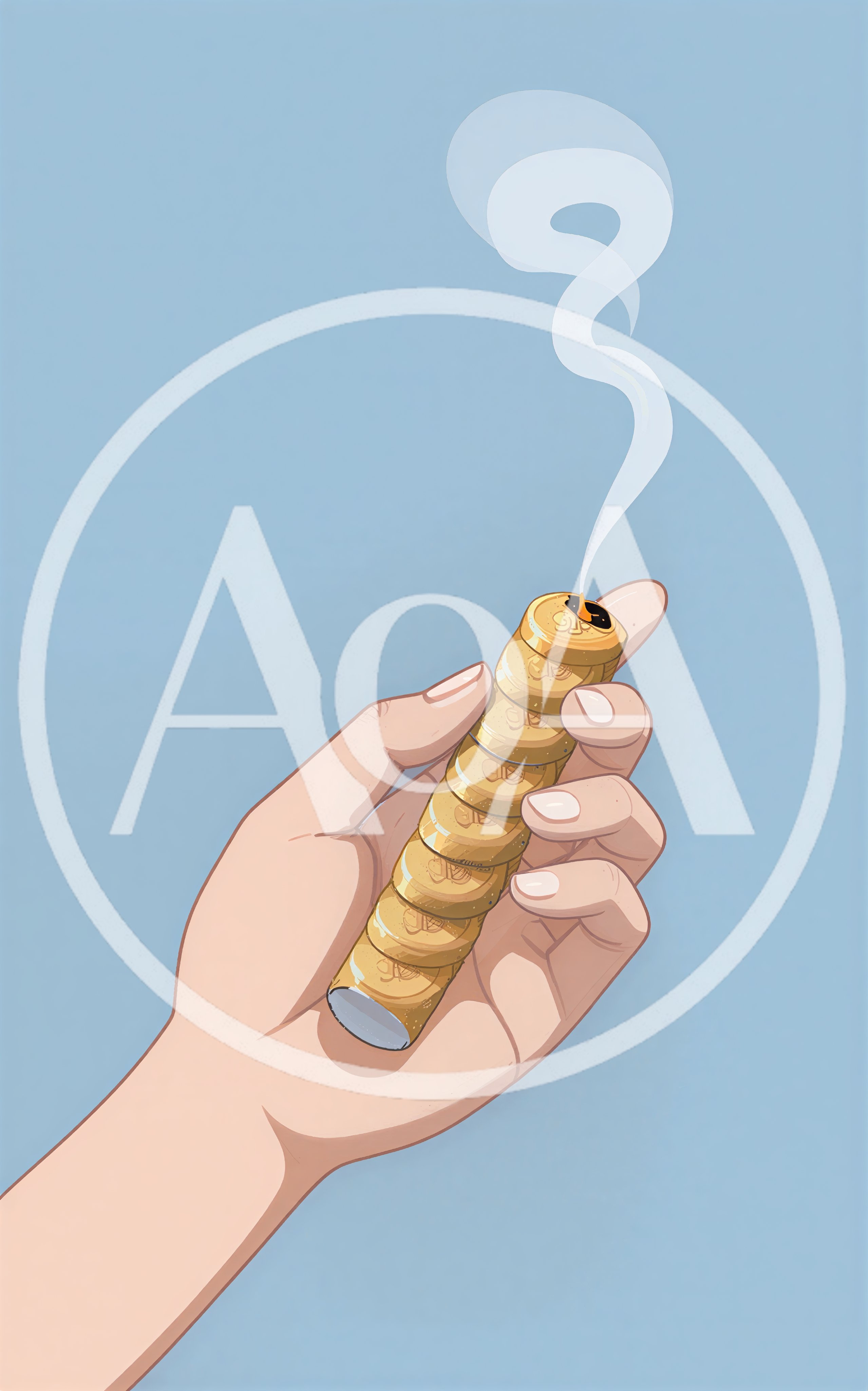 Hand Holding A Burning Stack Of Gold Coins