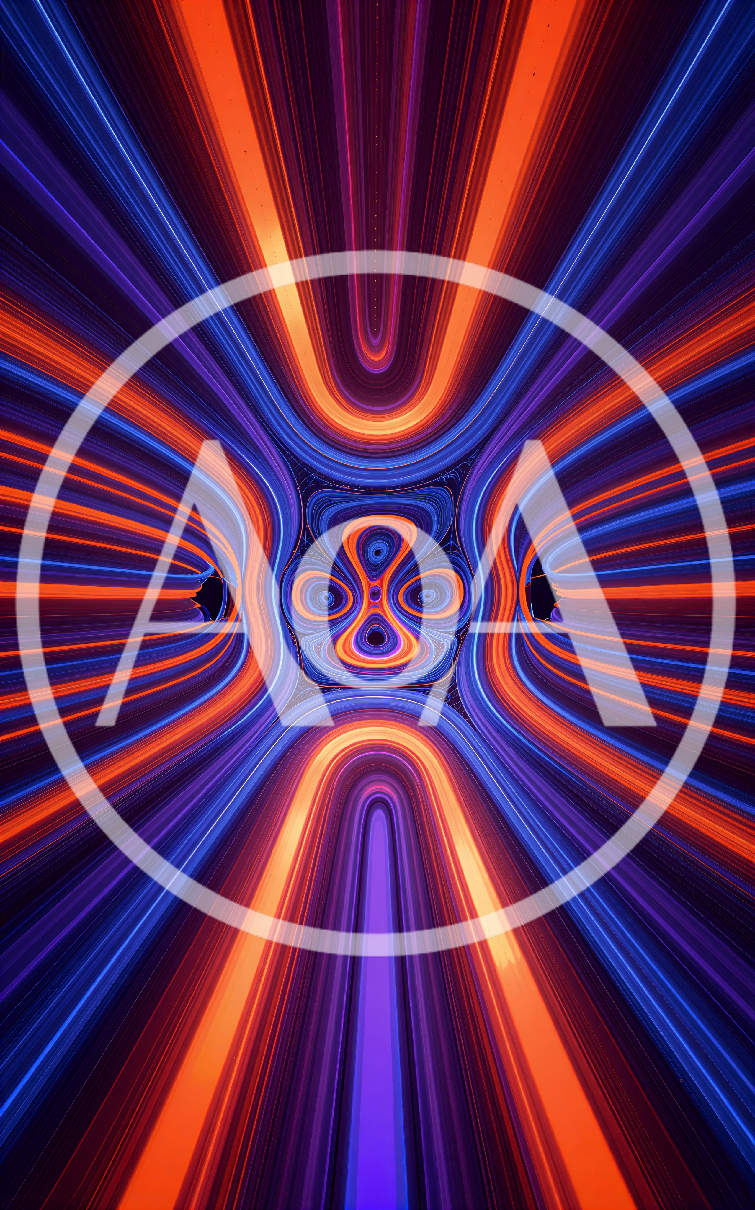 Abstract Neon Light Tunnel With Symmetrical Patterns