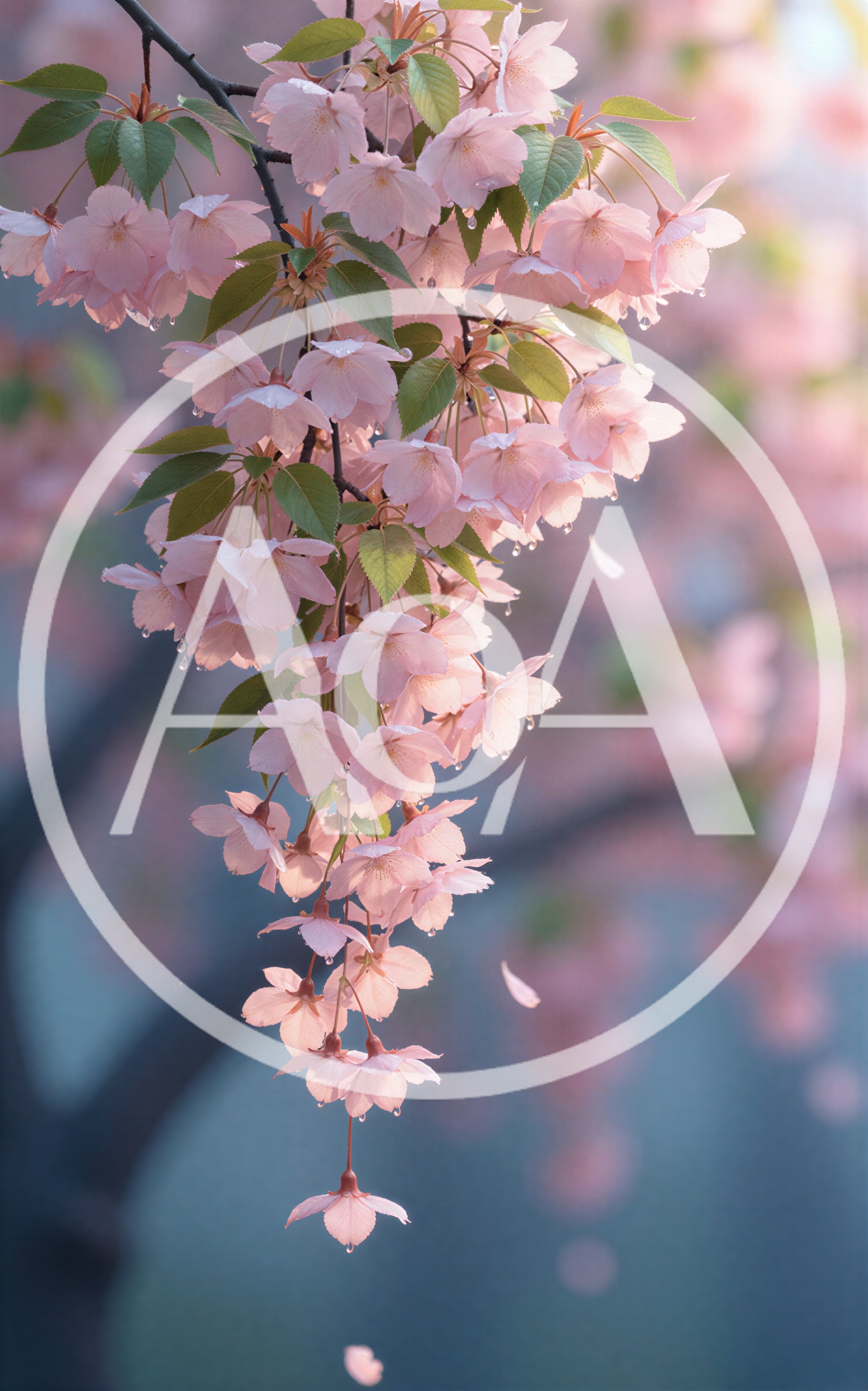 Delicate Pink Cherry Blossom Branch in Spring