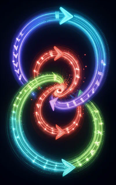 Abstract Glowing Neon Circular Arrows Motion Graphics