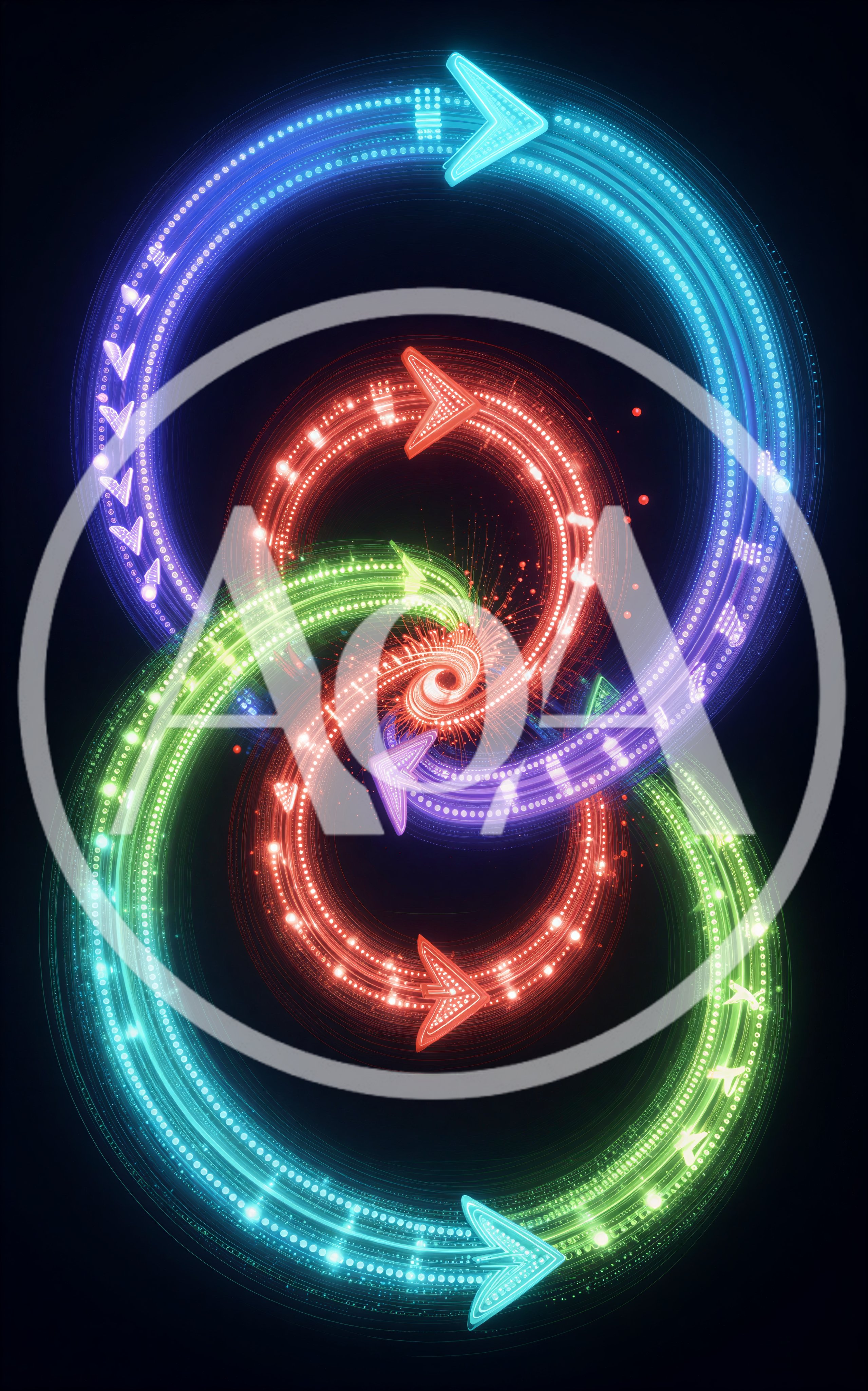 Abstract Glowing Neon Circular Arrows Motion Graphics