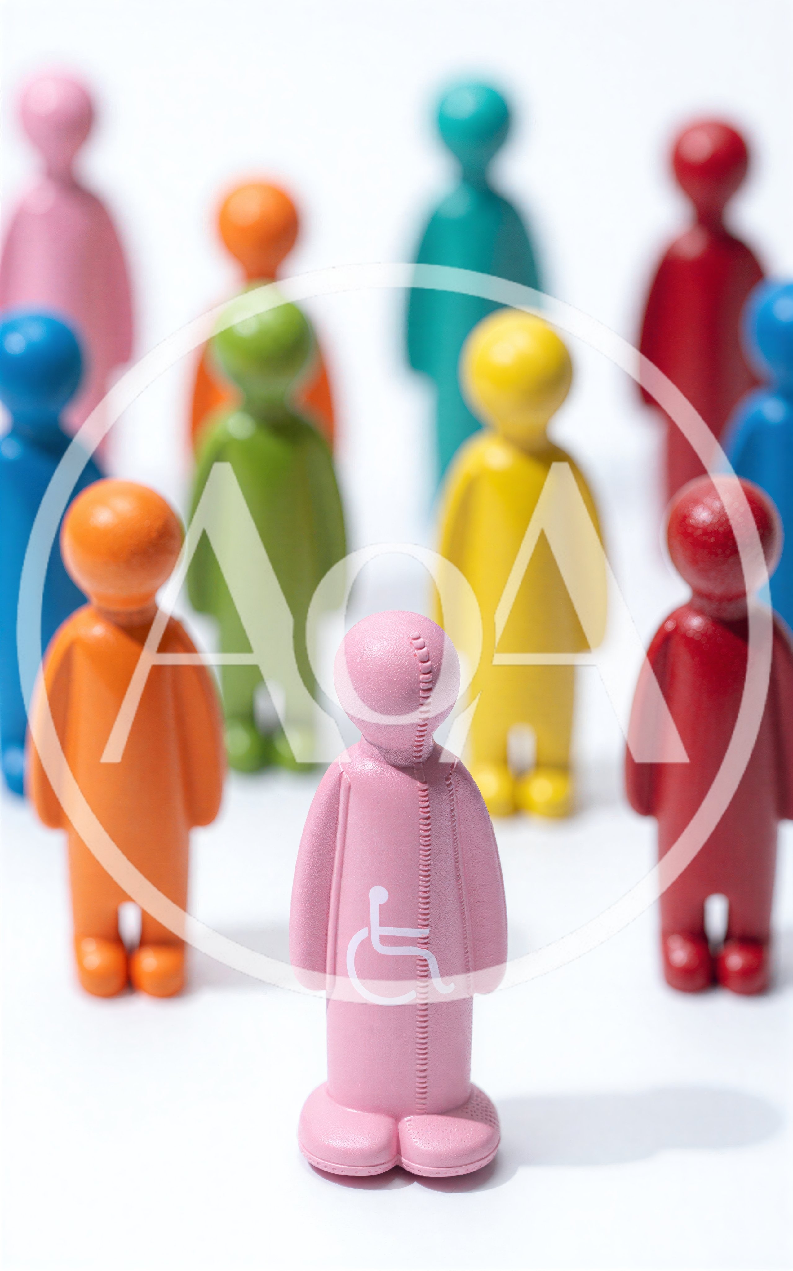 Group Of Colorful Wooden Figurines With Disability Symbol