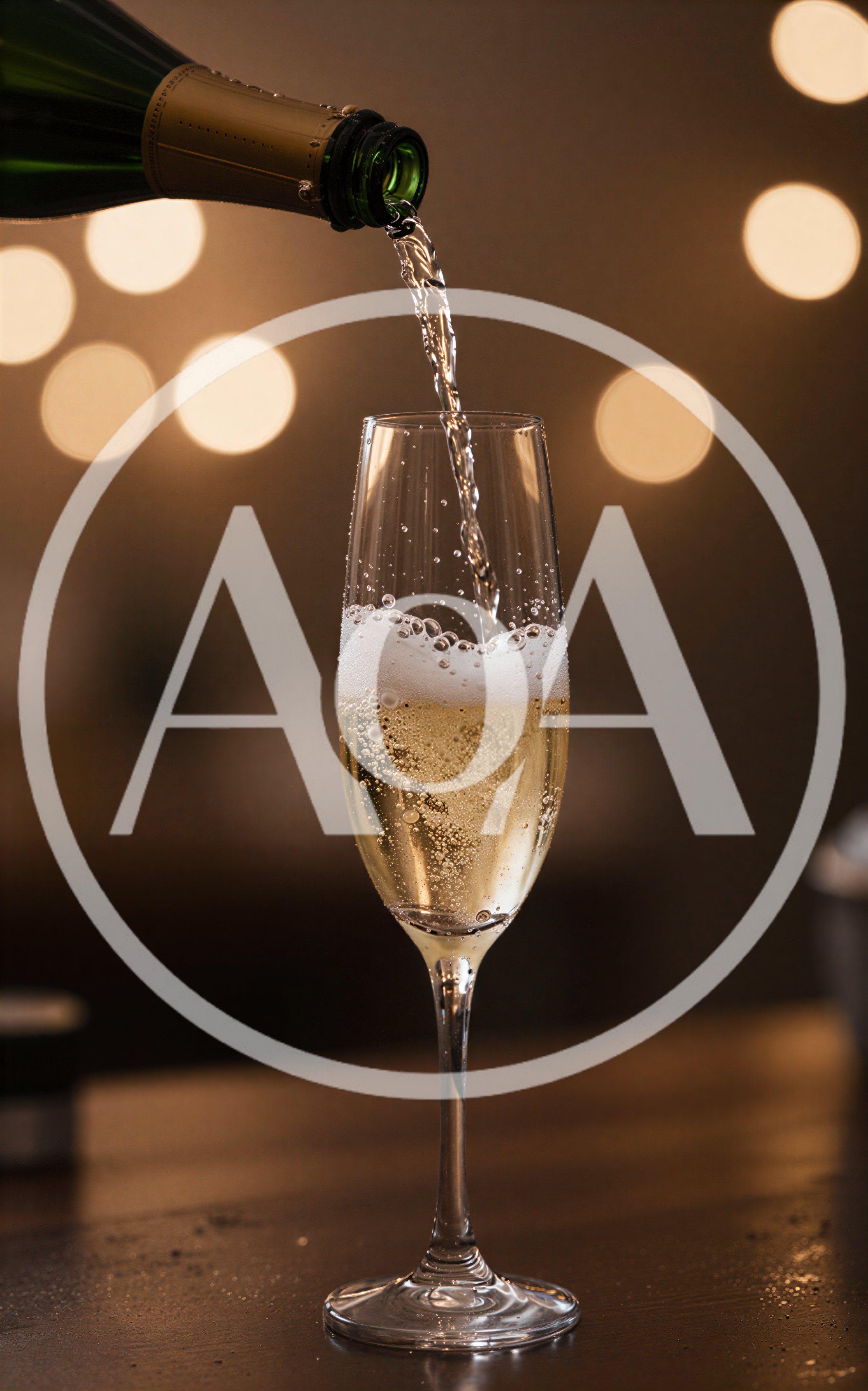Champagne Being Poured Into A Flute Glass