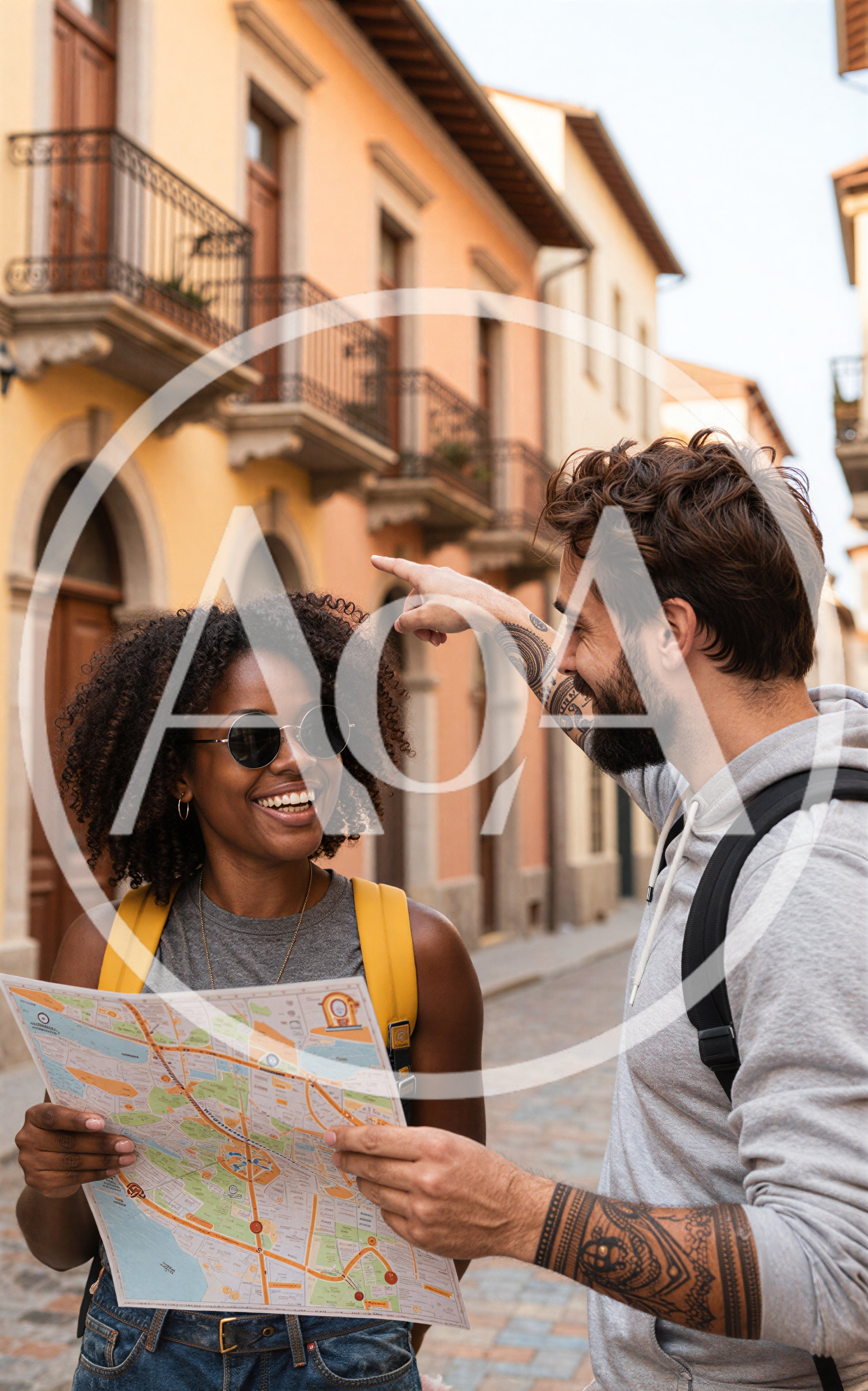 Young Couple Exploring City Streets With A Map