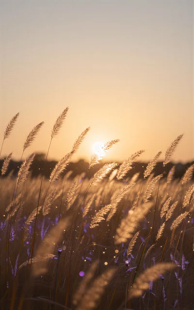 Golden Grass Field At Sunset