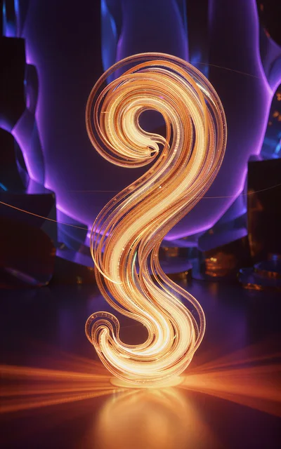 Abstract Glowing Golden Swirl Light Sculpture