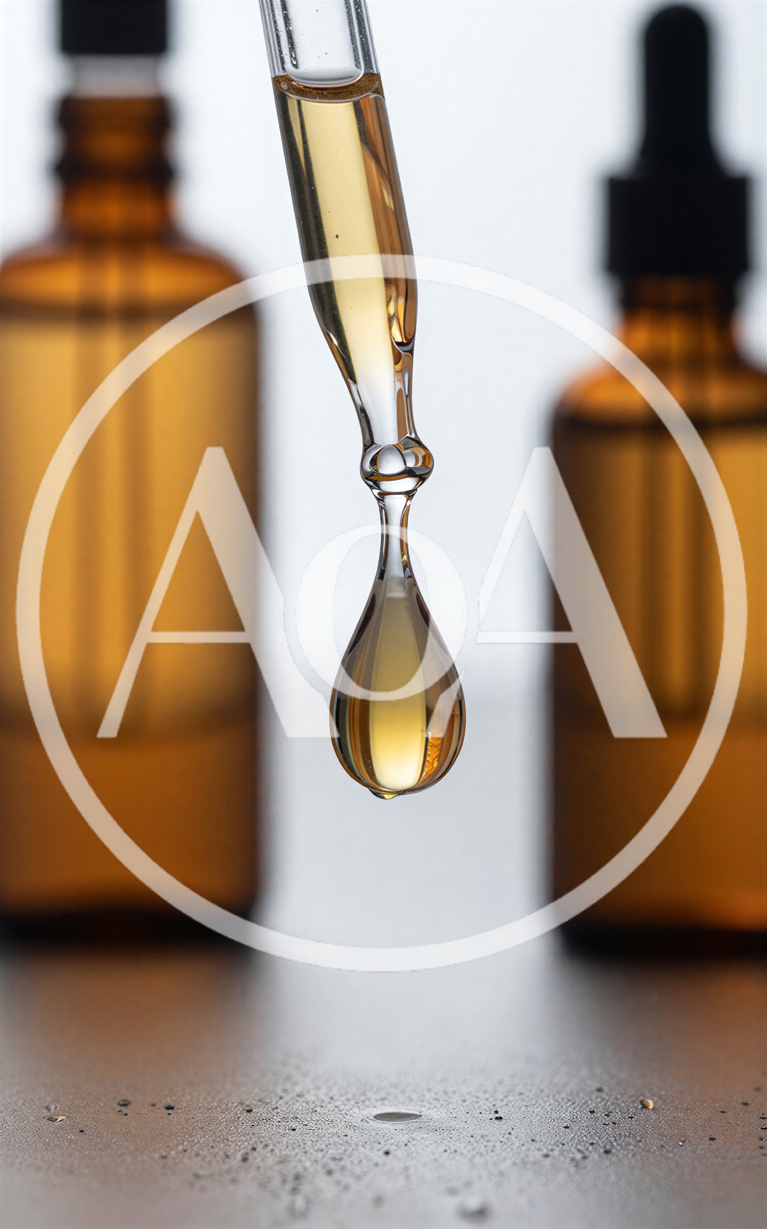 Golden Essential Oil Dropping From Glass Pipette