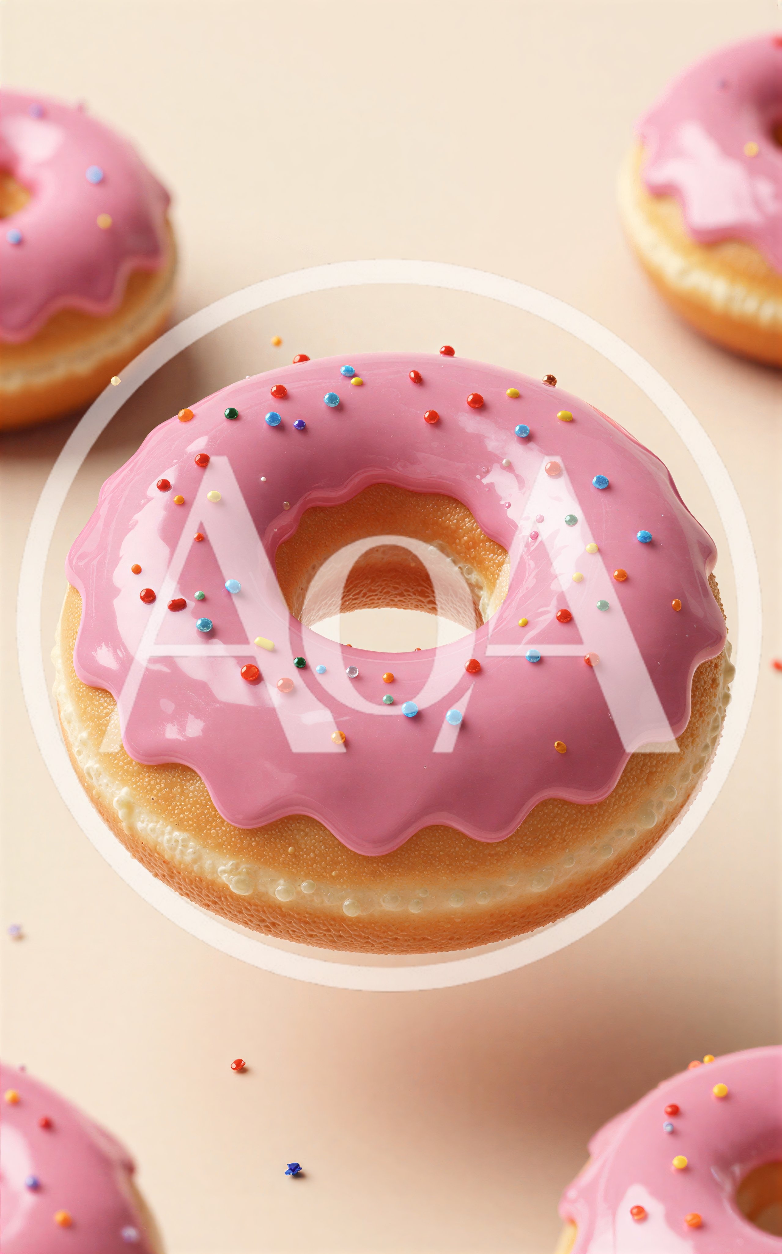 Floating Pink Frosted Donuts With Colorful Sprinkles